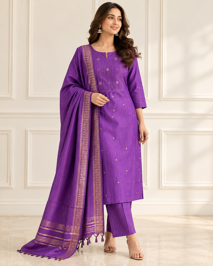 Purple Noor Cotton Suit