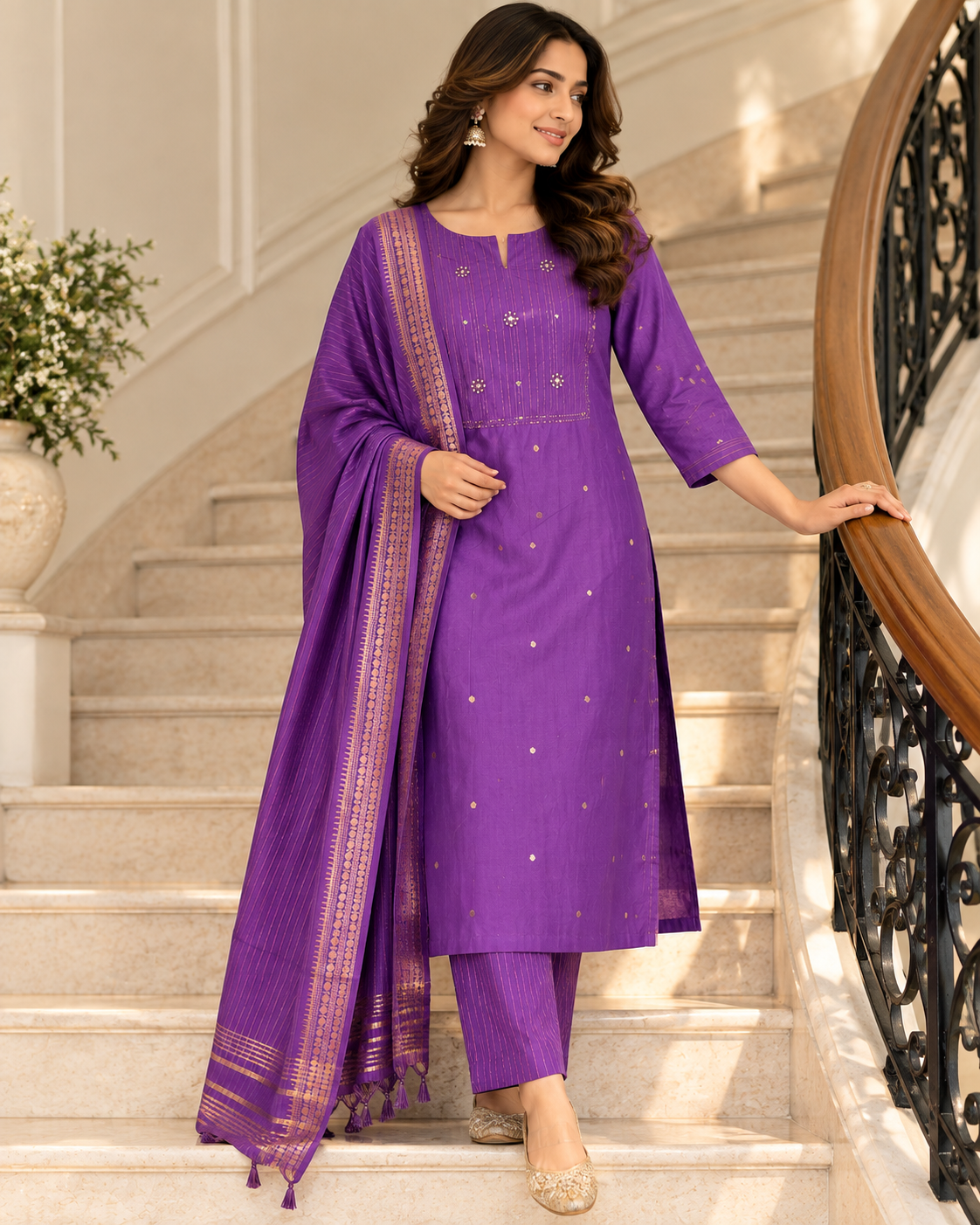 Purple Noor Cotton Suit