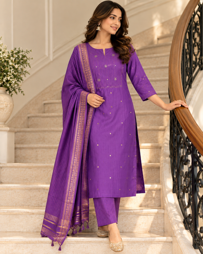 Purple Noor Cotton Suit