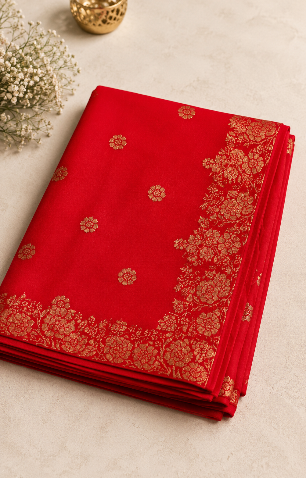 Red Radiant Raw Silk Suit