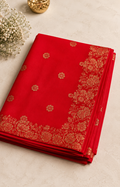 Red Radiant Raw Silk Suit