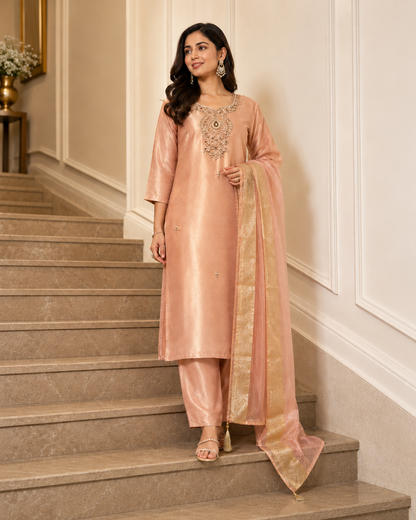 Blush Peach Tissue  Suit