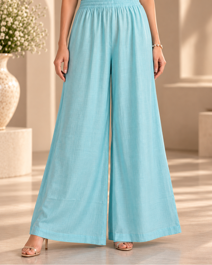 Sky Pearl Blue Mul Chanderi Palazzo Suit