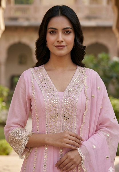Soft Pink Pure Mul Cotton Anarkali Suit