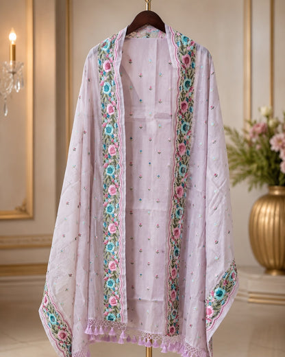 Lavender Mul Tissue Dress Material