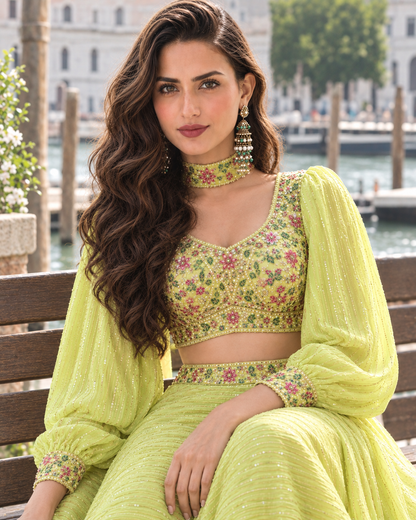 Pastel Green Palazzo Suit