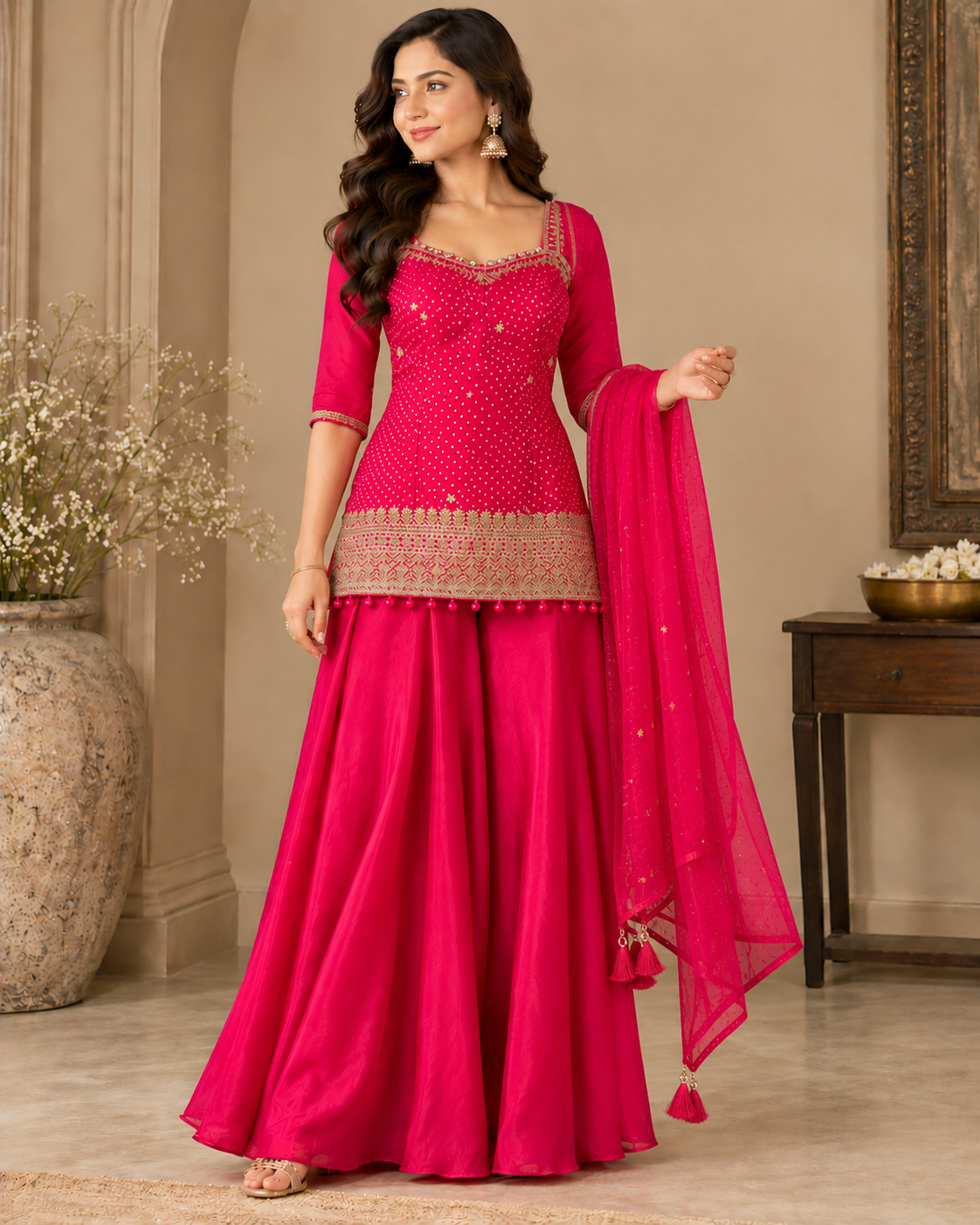 Gulabi Noor Pink Palazzo Suit