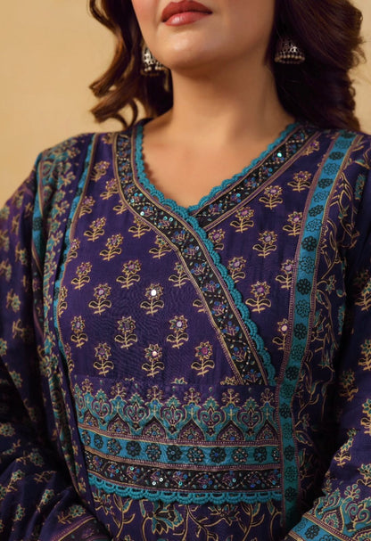Purple and Blue Pure Cotton Suit
