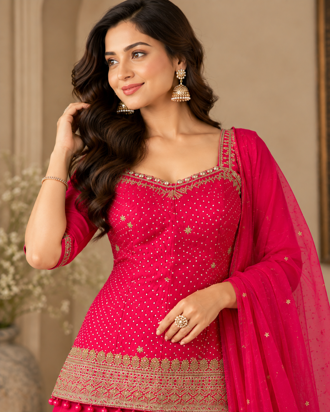 Gulabi Noor Pink Palazzo Suit