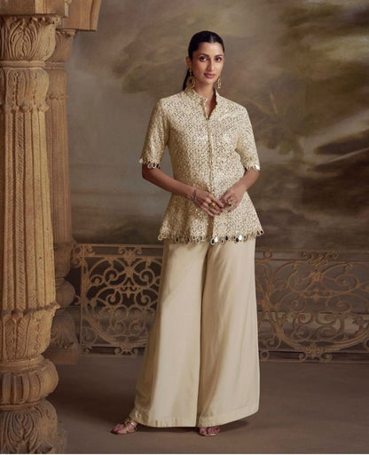 Ivory Georgette Indo Western Dress