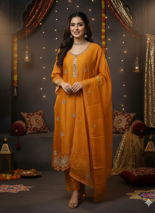 Orange Delight- Satin Suit
