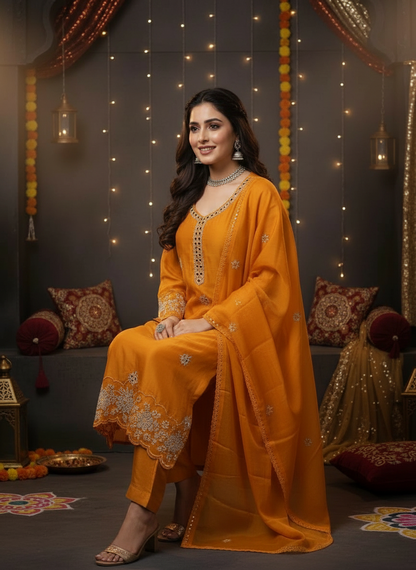 Orange Delight- Satin Suit