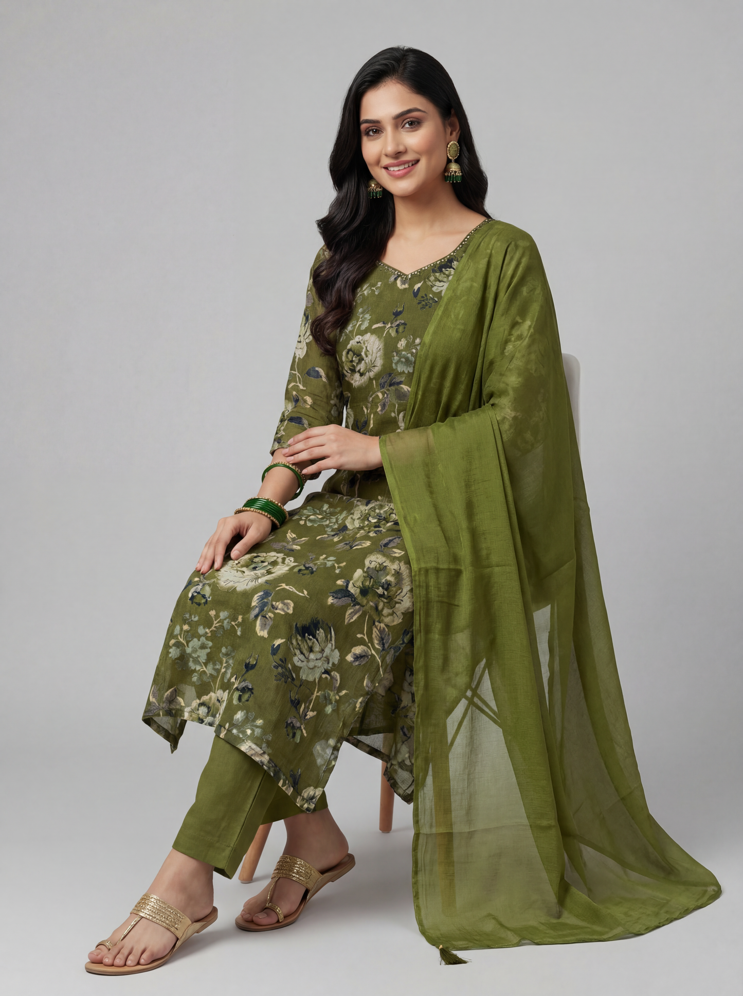 Bottle Green Blended Silk Suit