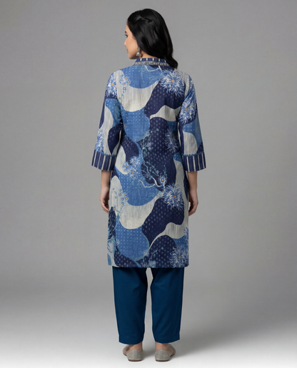Navy Blue Muslin Co-ord Set