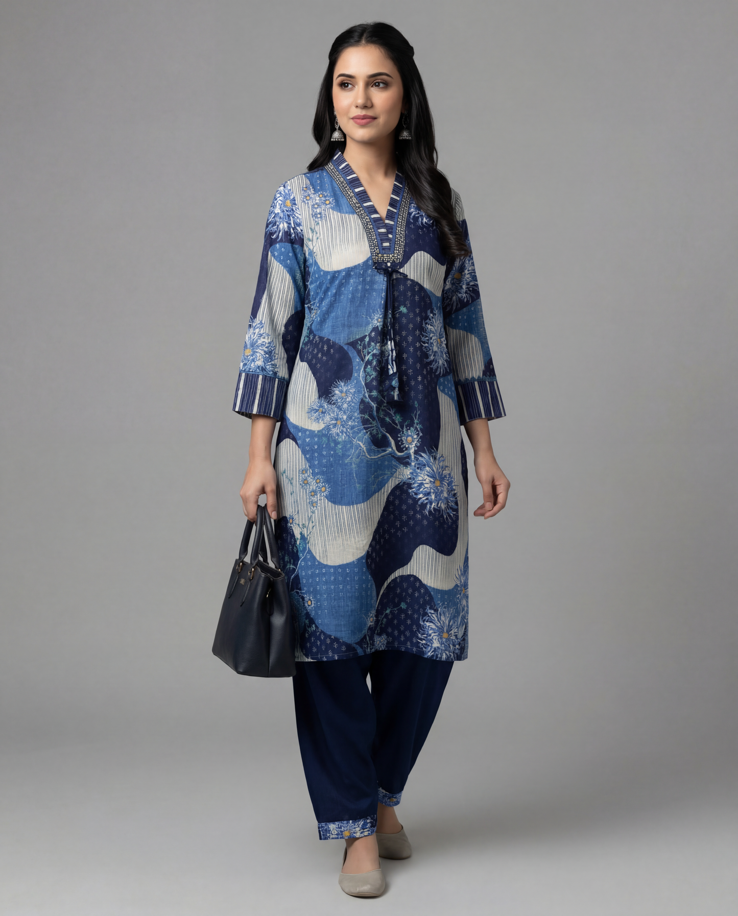 Navy Blue Muslin Co-ord Set