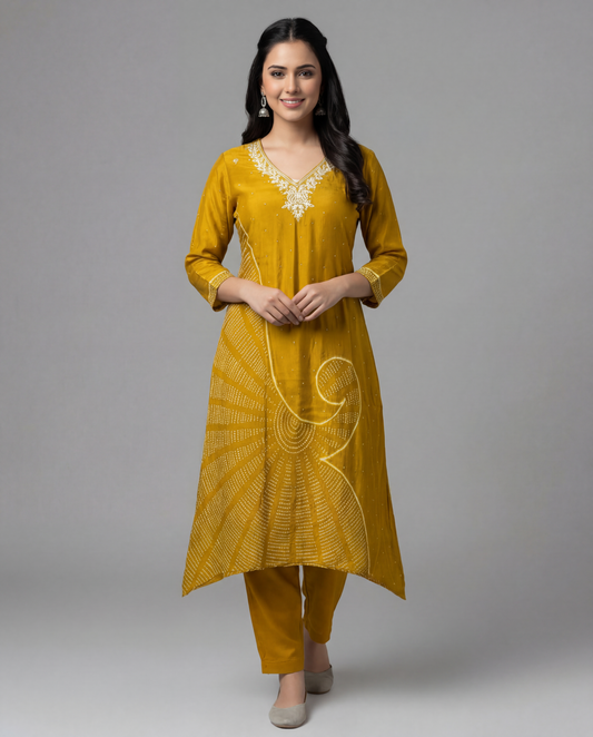 Mustard Crepe Co-Ord Set