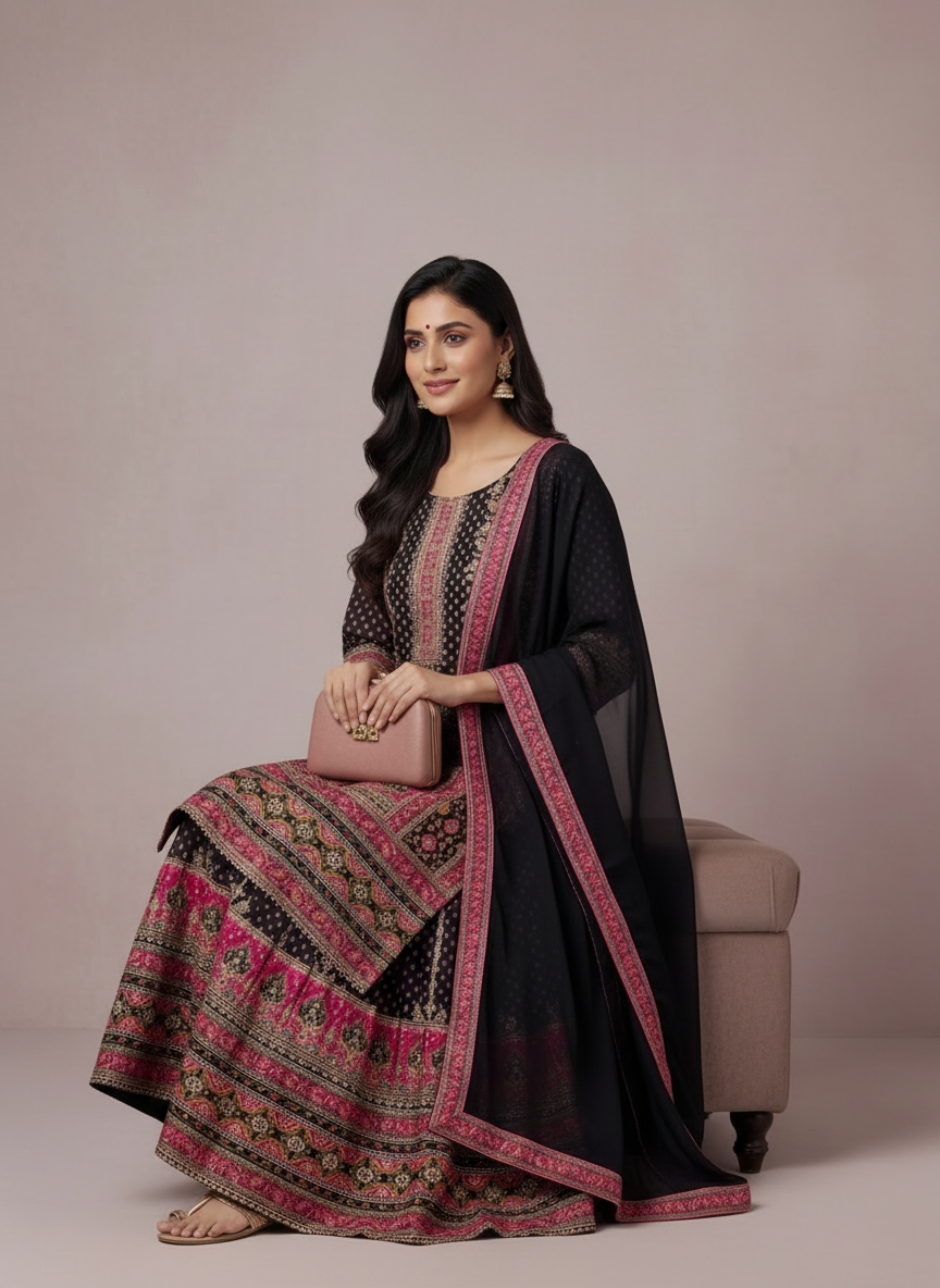Black Crepe Palazzo Suit