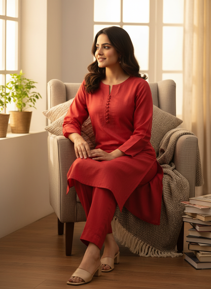 Brown Semi-Stitched Tussar Silk Kurta