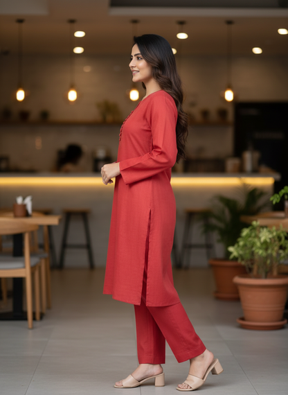 Brown Semi-Stitched Tussar Silk Kurta