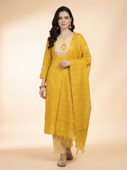 Yellow Radiance Cotton Suit