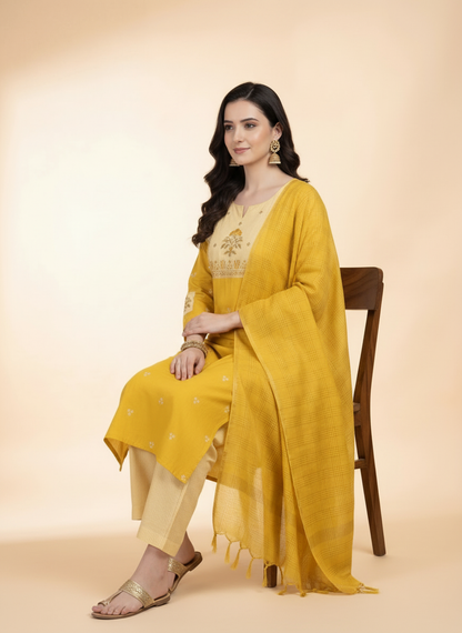 Yellow Radiance Cotton Suit