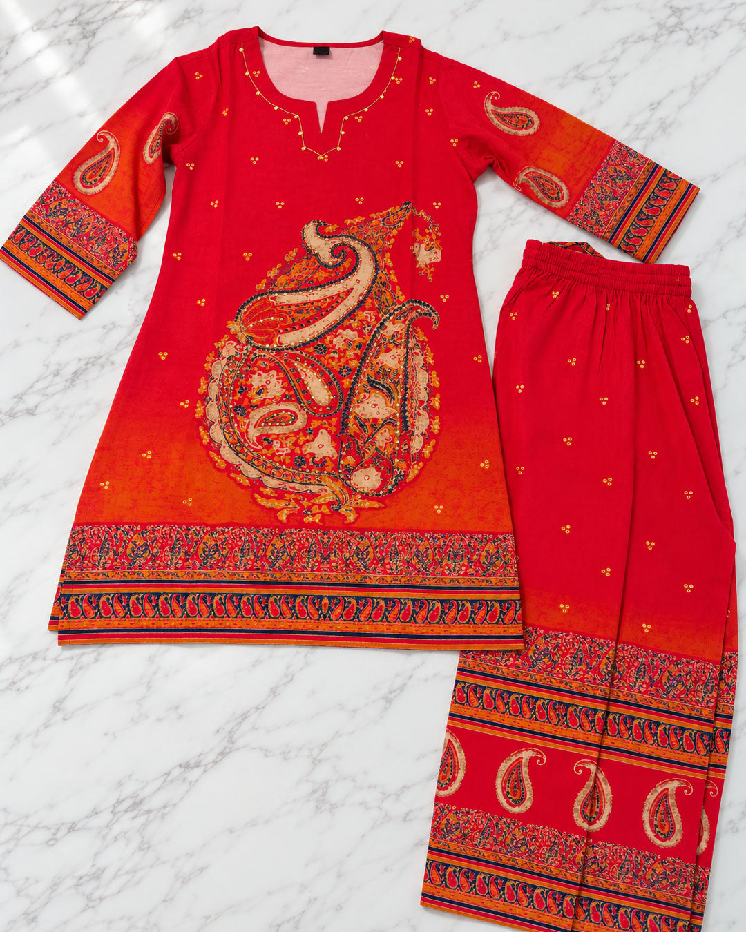 Crimson Red Crepe Coord Set