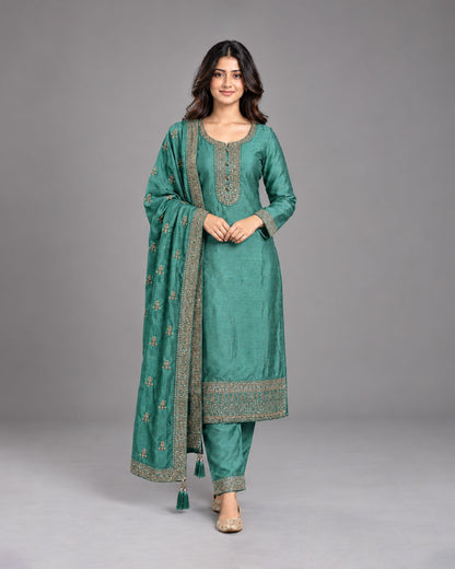Aqua Green Silk Suit