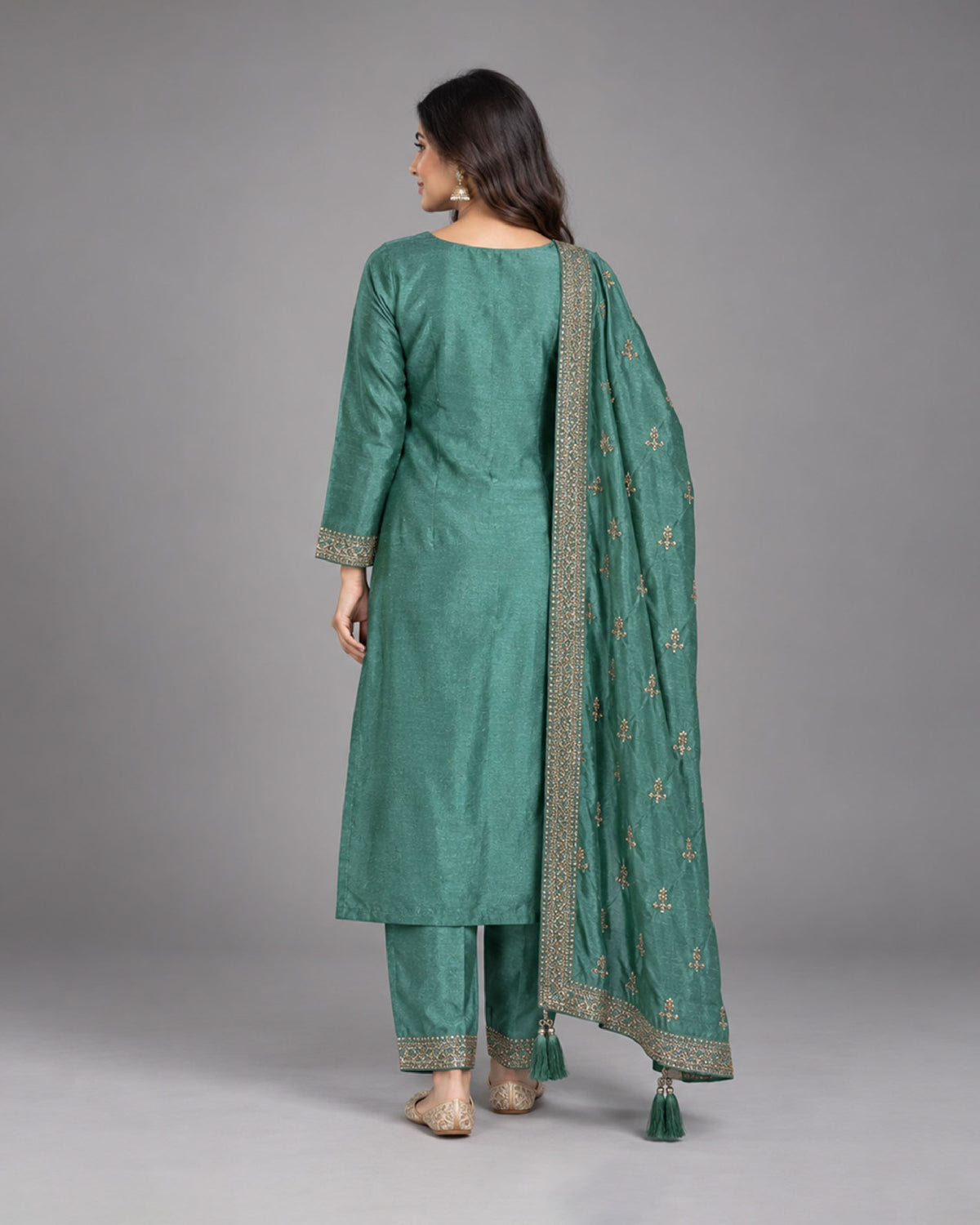 Aqua Green Silk Suit