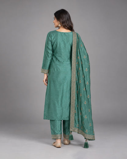 Aqua Green Silk Suit