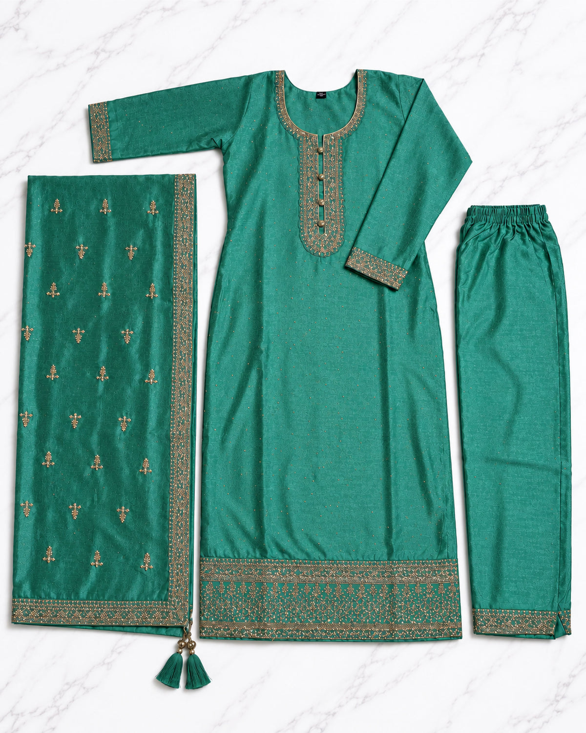 Aqua Green Silk Suit