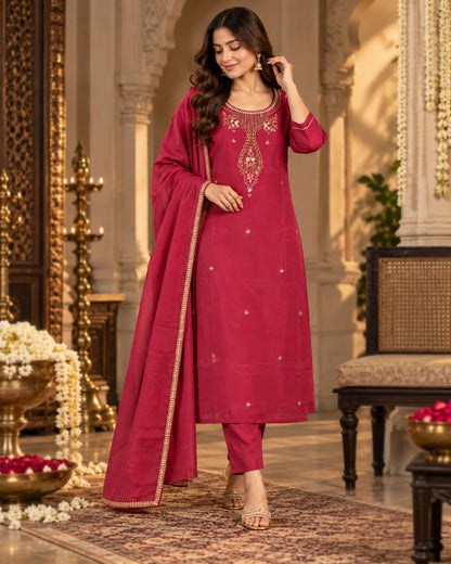 Ruby Elegance Mul Chanderi Suit