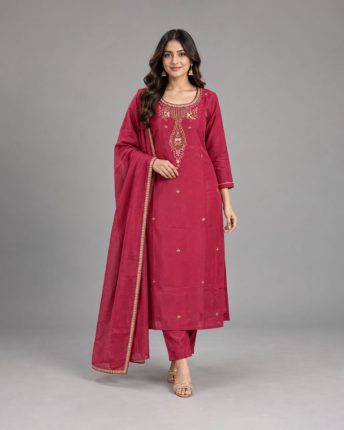 Ruby Elegance Mul Chanderi Suit