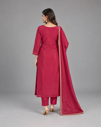 Ruby Elegance Mul Chanderi Suit
