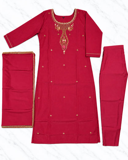 Ruby Elegance Mul Chanderi Suit