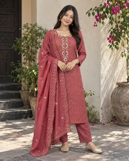 Maroon Modal Unstitiched Suit