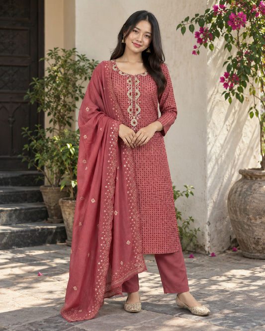 Maroon Modal Unstitiched Suit