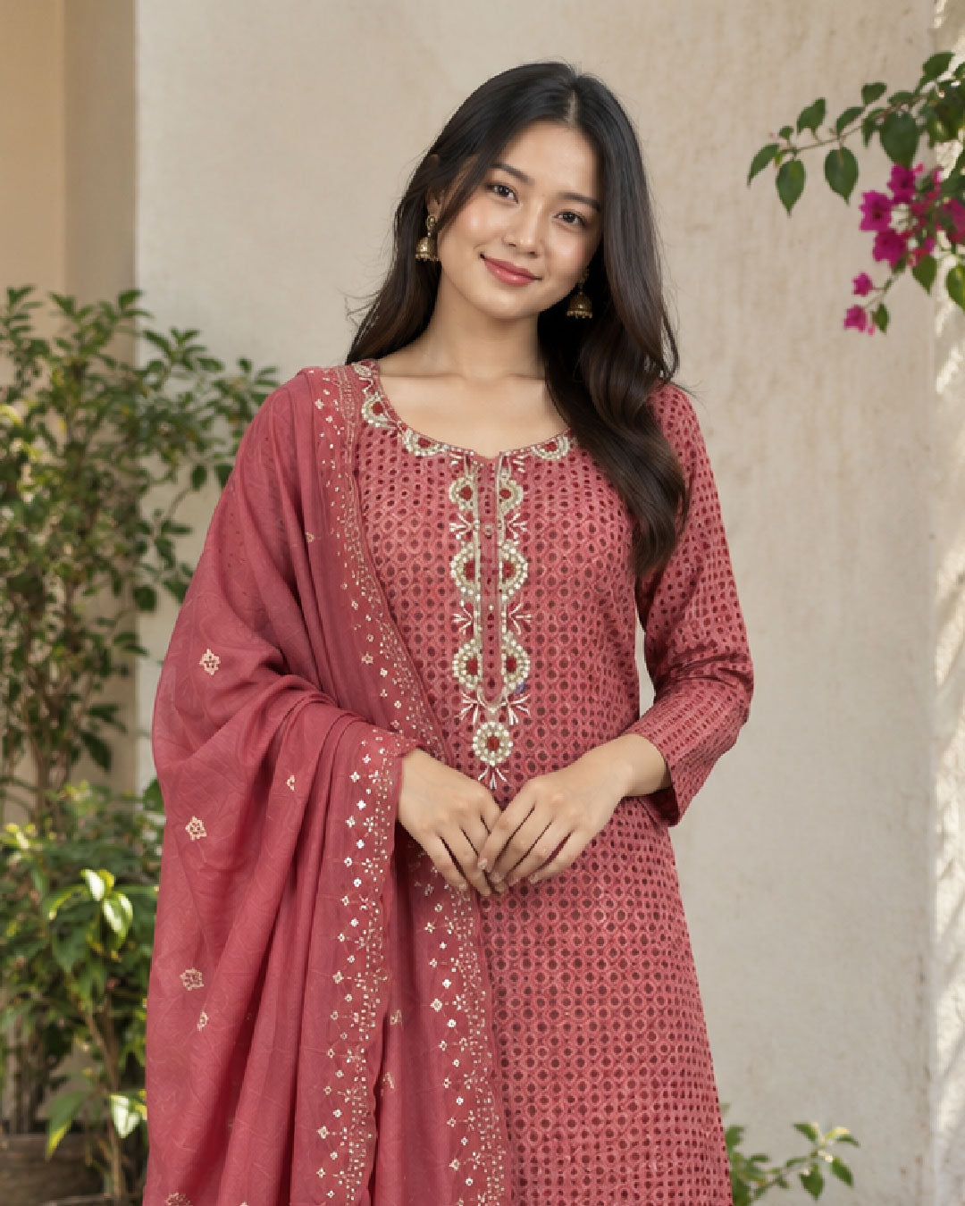 Maroon Modal Unstitiched Suit