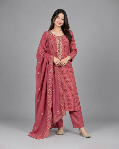 Maroon Modal Unstitiched Suit