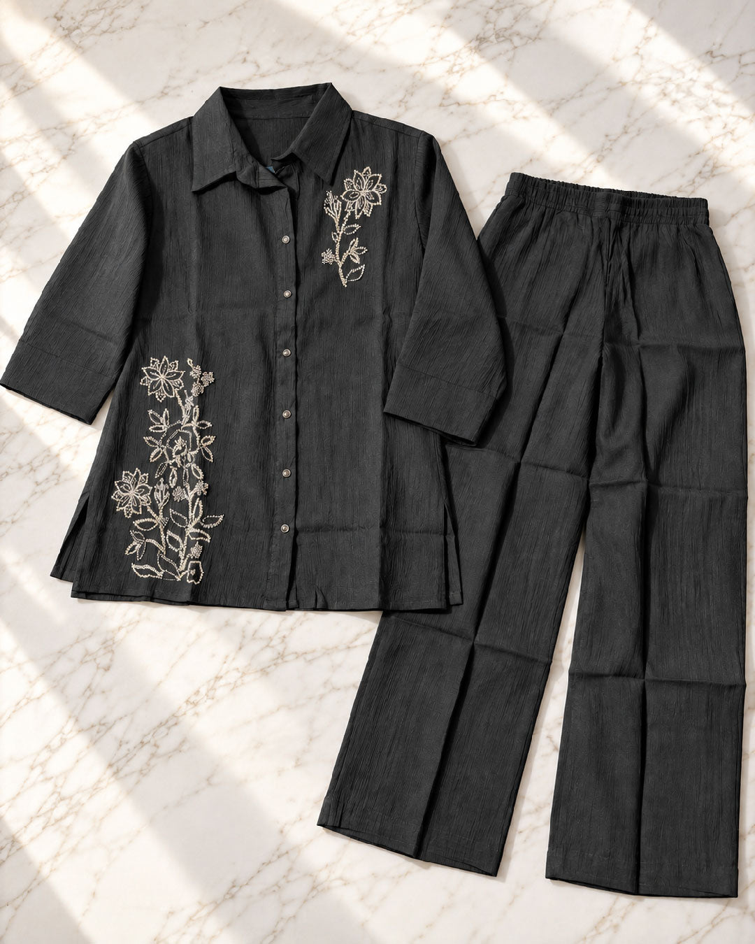 Black Chiffon Coord Set