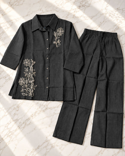 Black Chiffon Coord Set